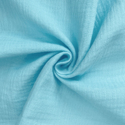 Ткань Муслин Жатый, цвет Небесно-голубой (на отрез)  в Орле