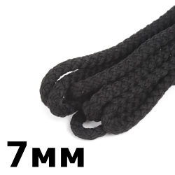 Шнур с сердечником 7мм,  Чёрный (плетено-вязанный, плотный)  в Орле